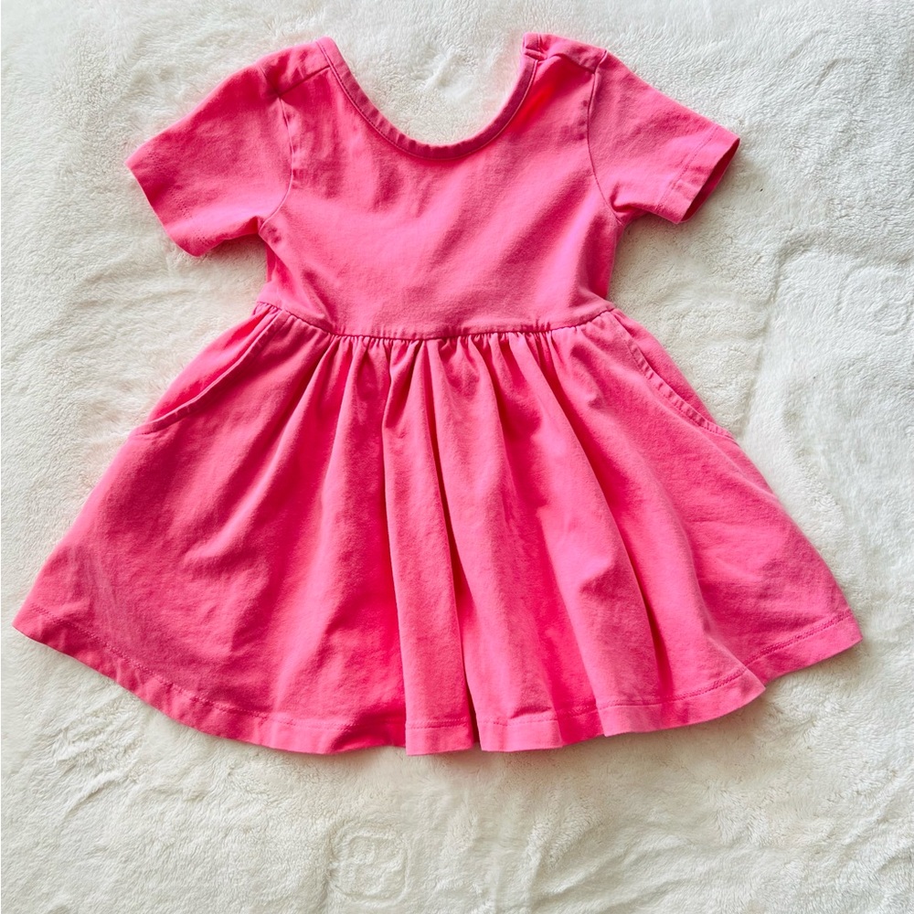RuffleButts Short Sleeve Pink Twirl Dress